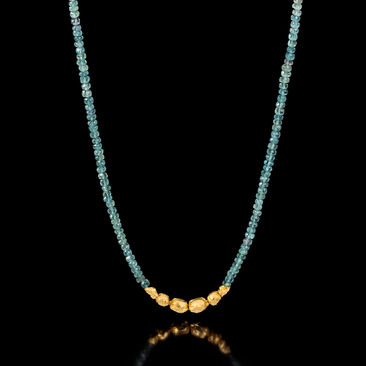 Tourmaline And Nuggets Of Gold Necklace