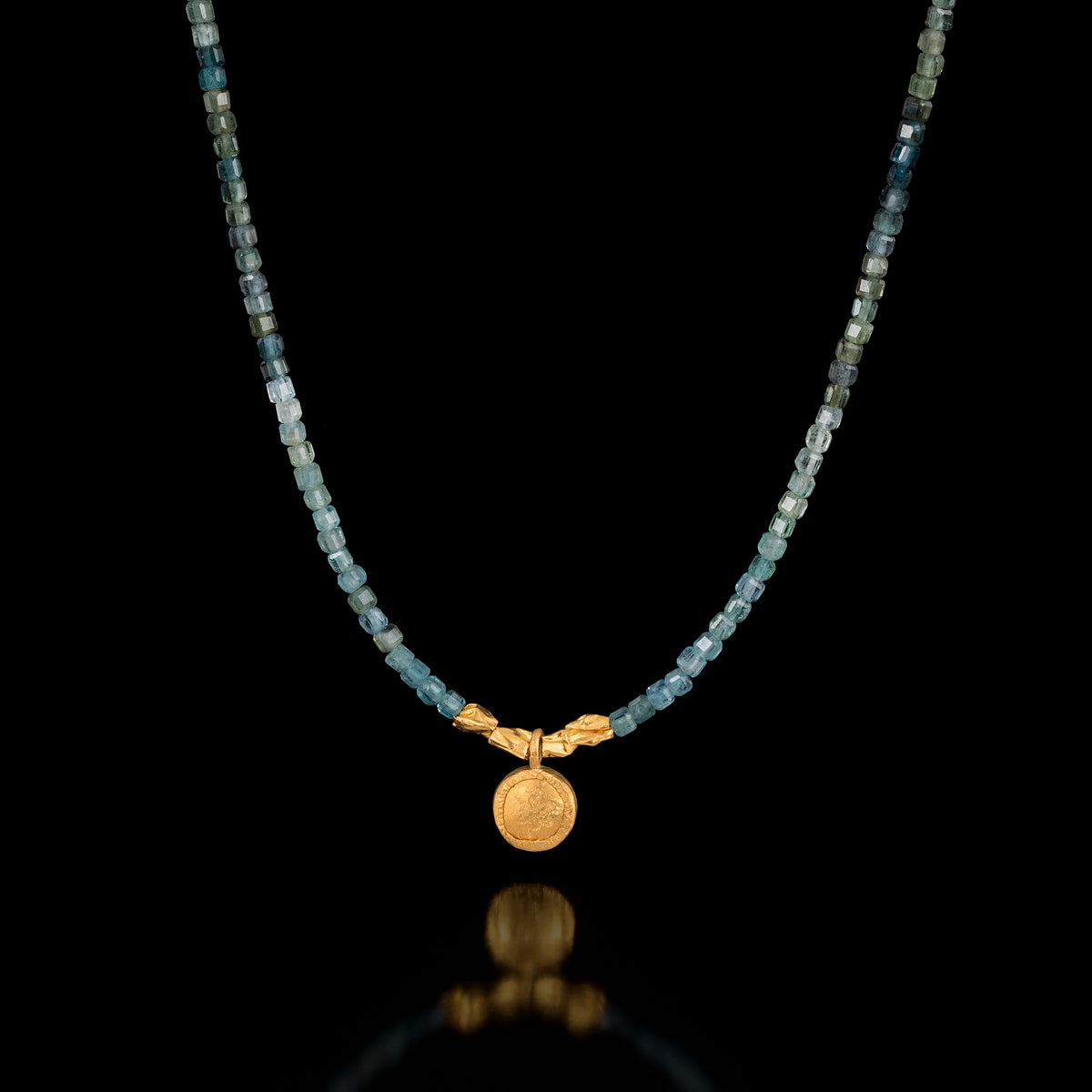 Tourmaline Necklace with A Round 24K Pendant