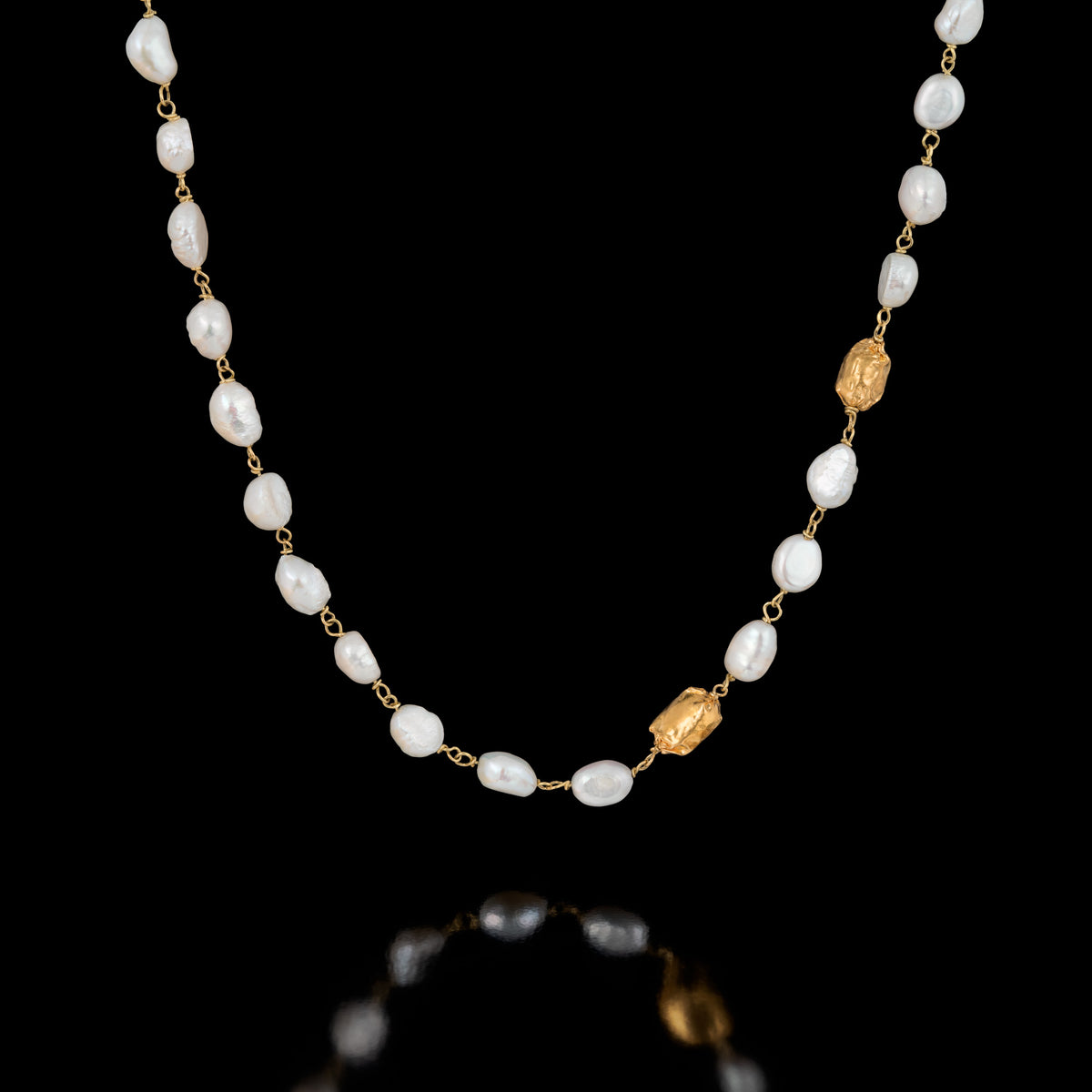Pearls and 24K Gold Necklace
