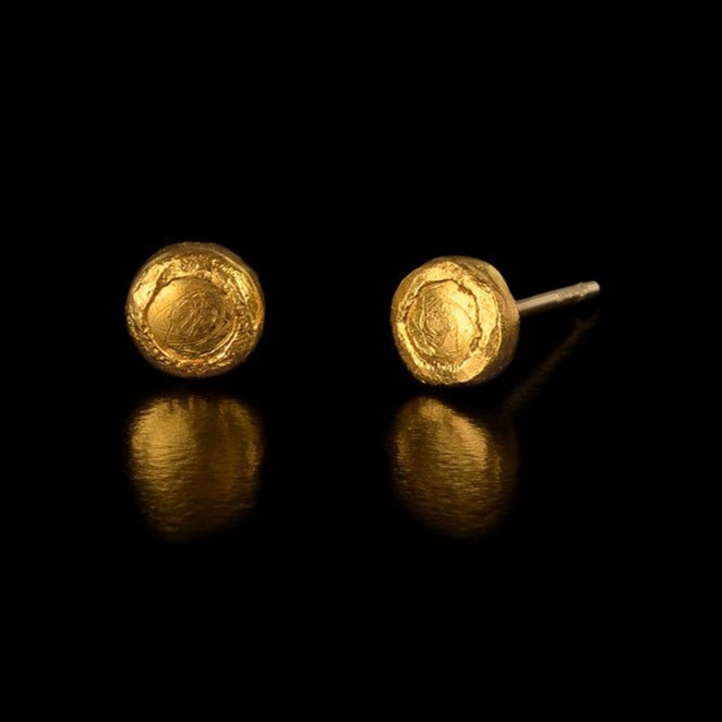 Round 24K Gold Stud Earring