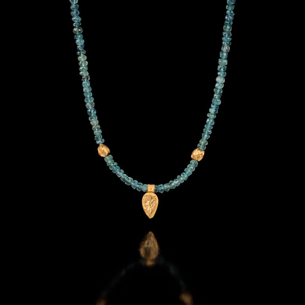 Tourmaline And a Drop Of Gold Necklace