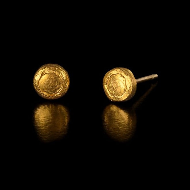 Round 24K Gold Stud Earring